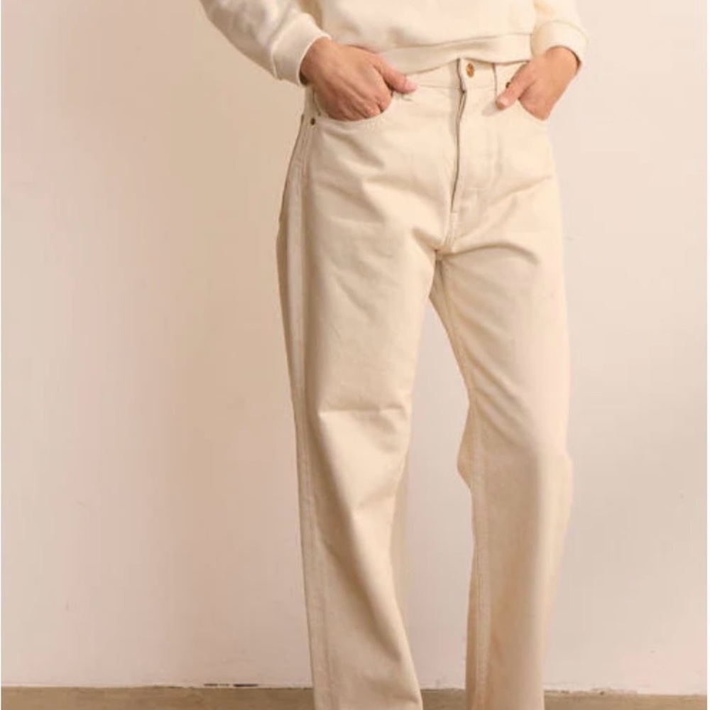 Women's Cream Straight Leg Jeans